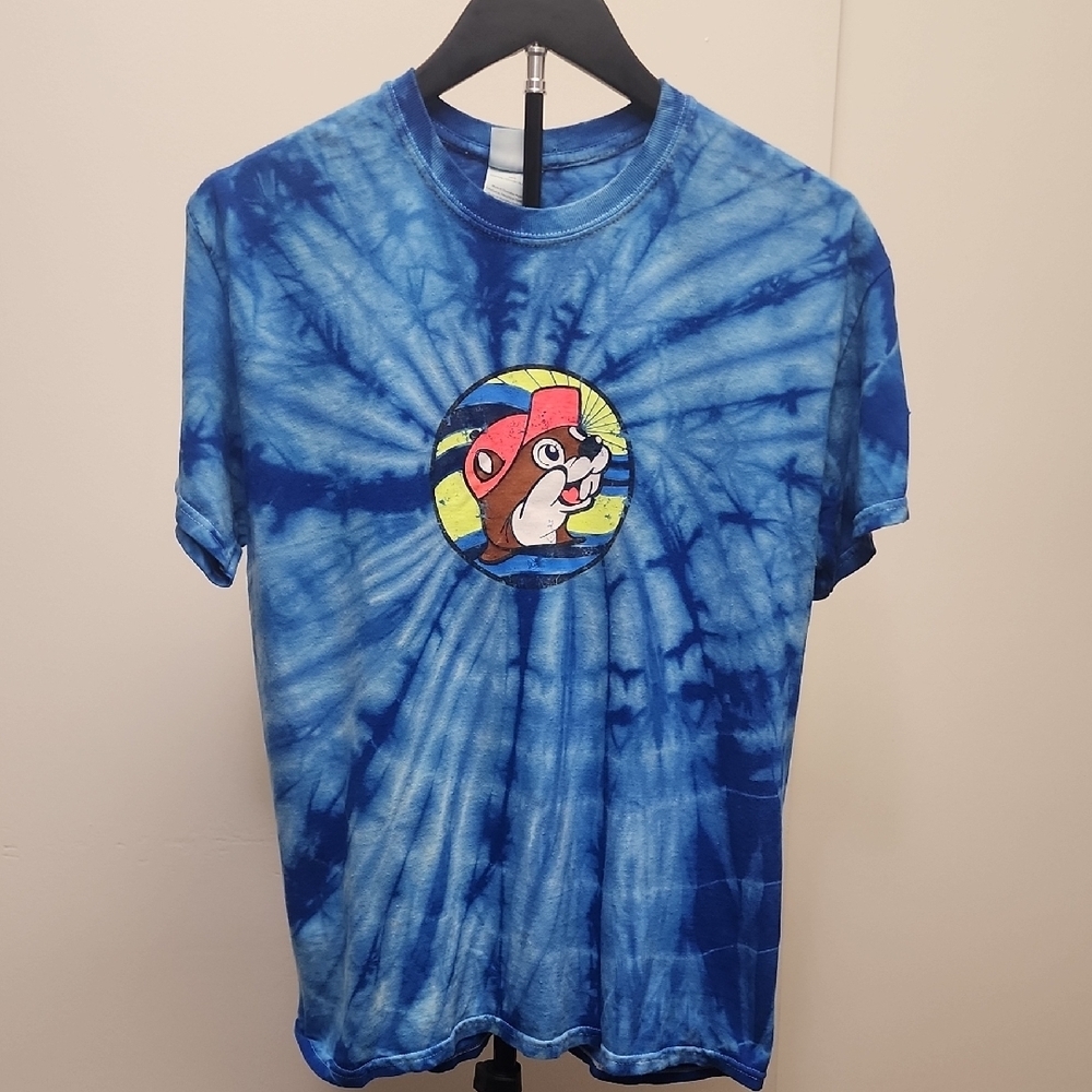 Buc-ee's Blue Tie-Dye T-Shirt with Patch